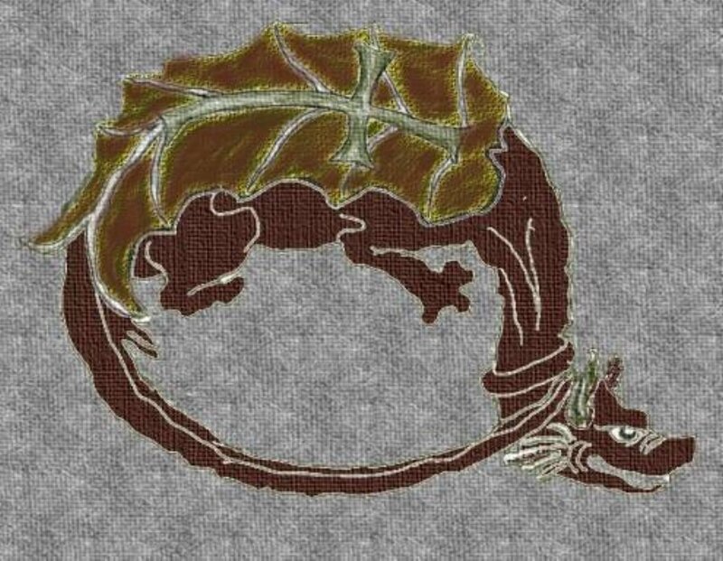 Coiled Dragon with Leaf