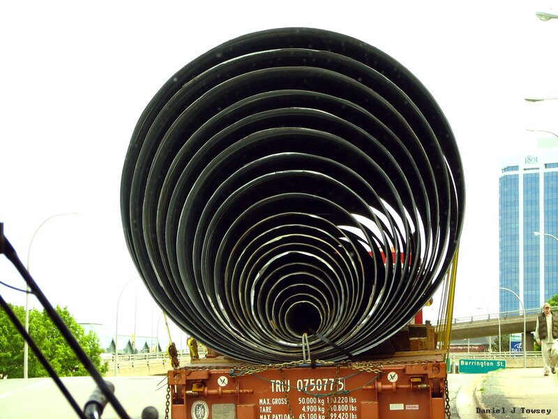 Coiled pipes on a truck