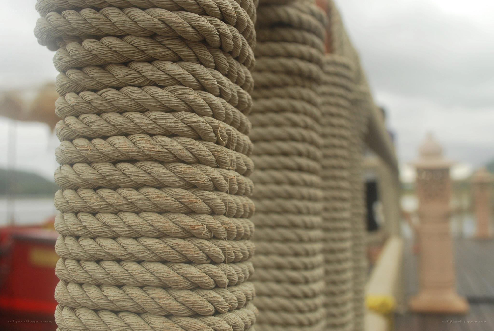 coiled rope on a boat