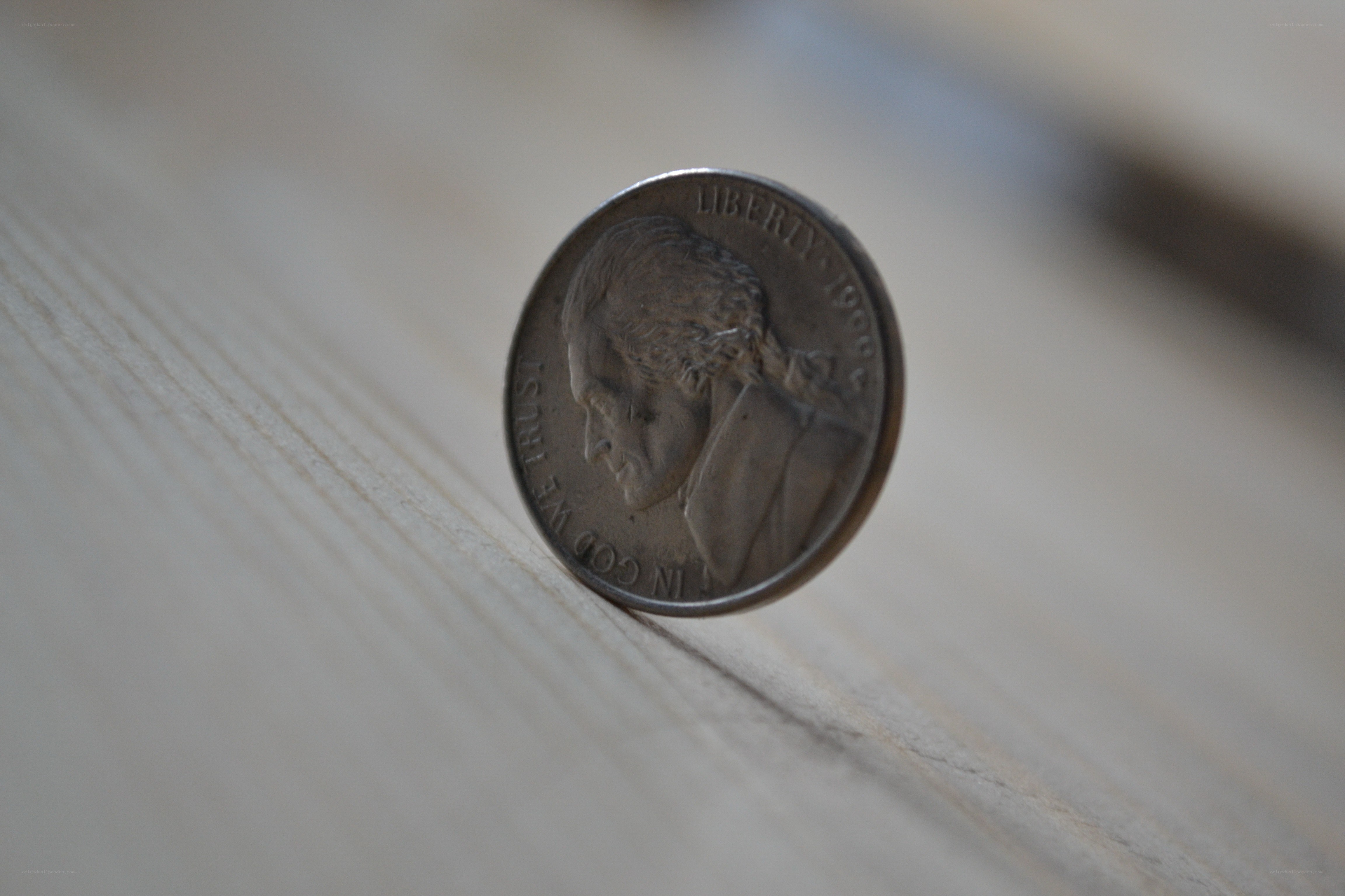 coin on wooden surface