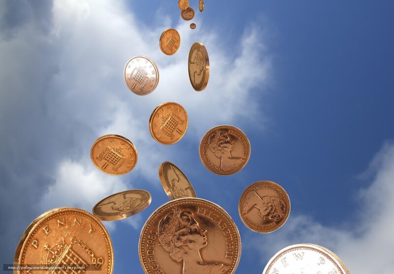 coins falling from the sky