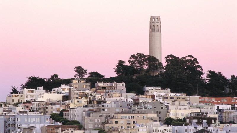 Coit Tower at dusk