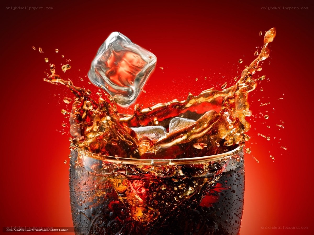 Coke splash with ice cube