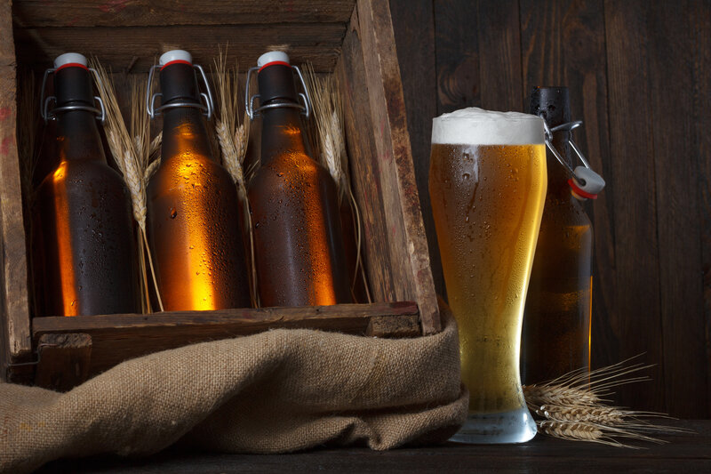 Cold Beer Bottles and Glass
