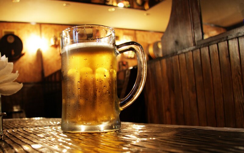 Cold Beer in a Mug — Brown, Warm