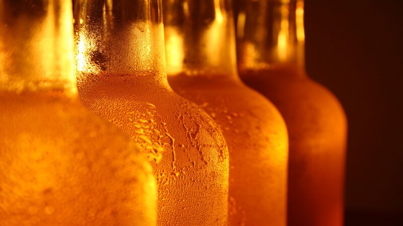 cold bottles with condensation