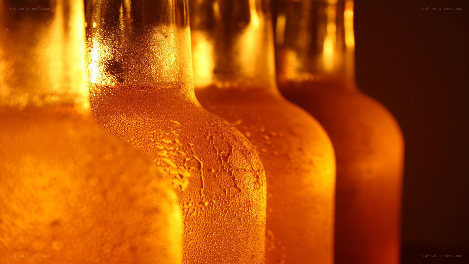 cold bottles with condensation
