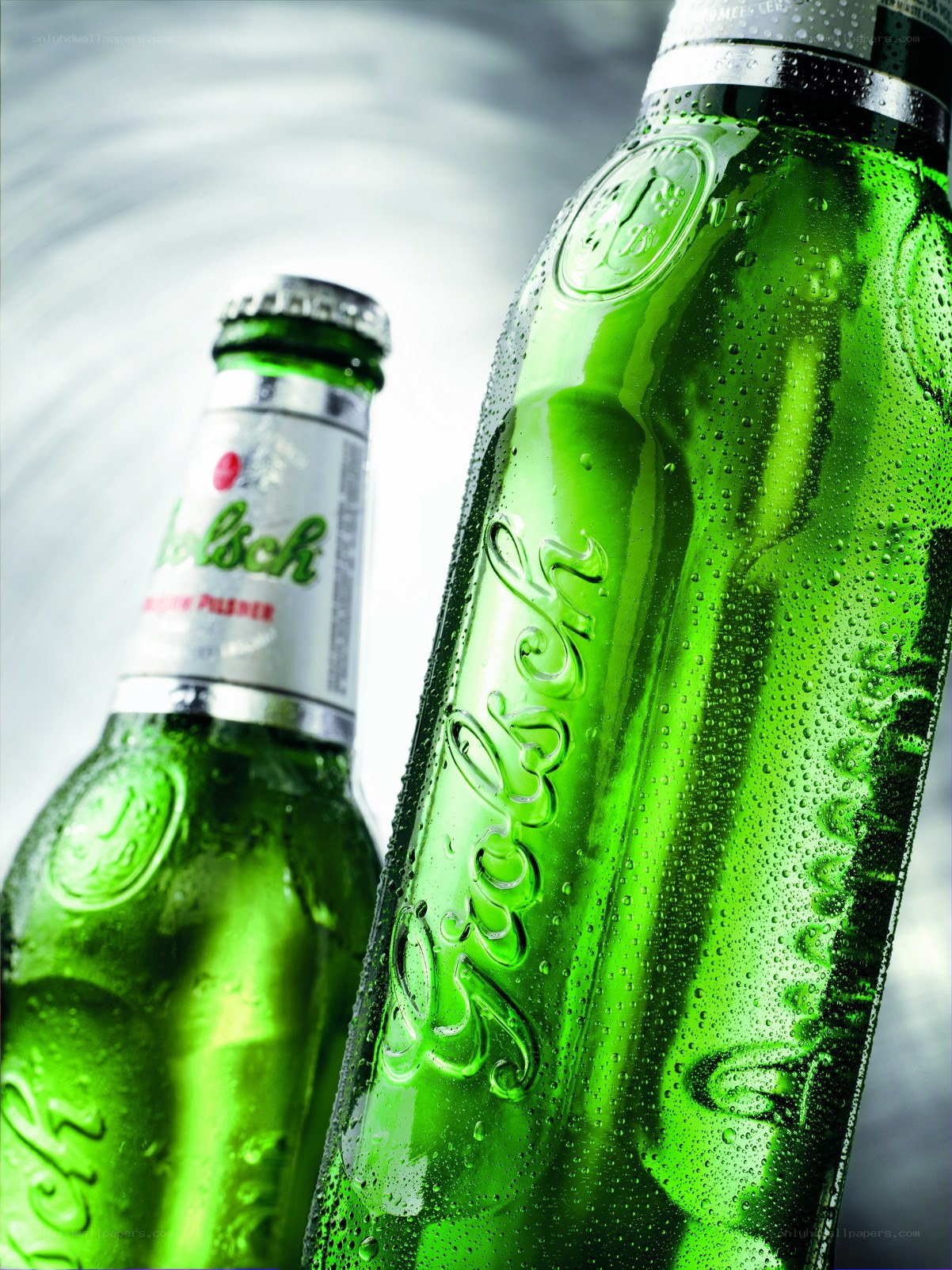 Cold Carlsberg beer bottles