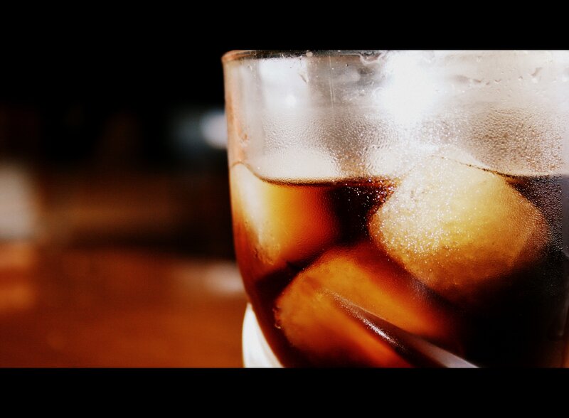 cold drink with ice cubes