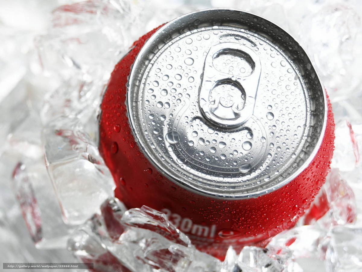 cold soda can in ice