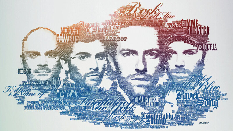 Coldplay word art portrait
