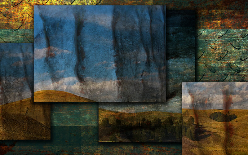 Collage of abstract landscapes