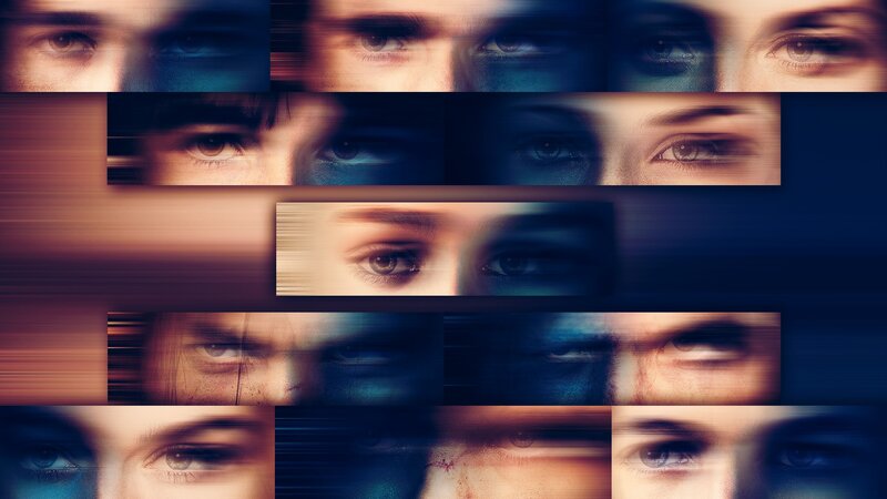 Collage of eyes with motion blur