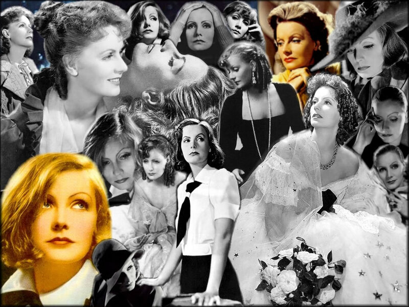 Collage of Greta Garbo's film roles