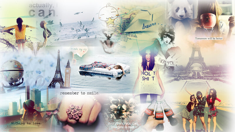 Collage of Images and Text — White