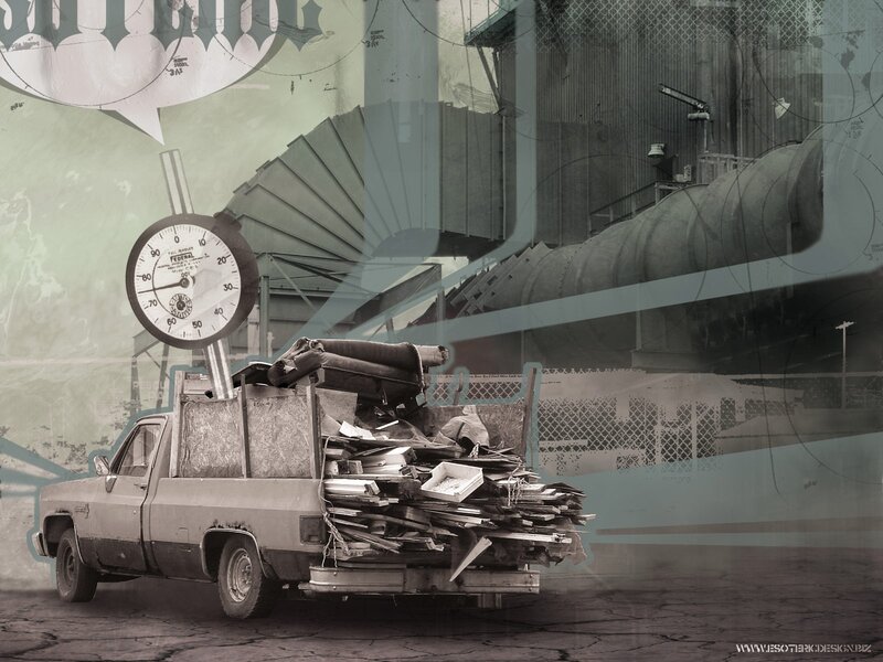 Collage of industrial scene