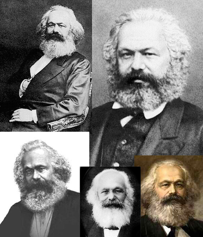 Collage of Karl Marx portraits