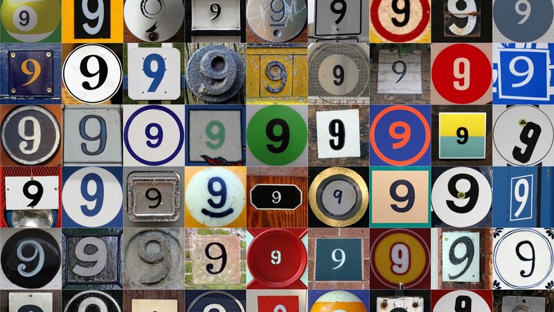 Collage of Number Nine Signs