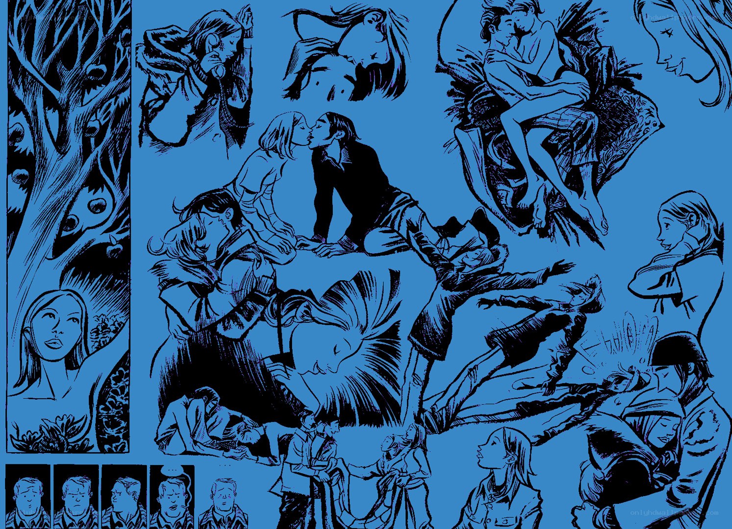Collage of romantic scenes