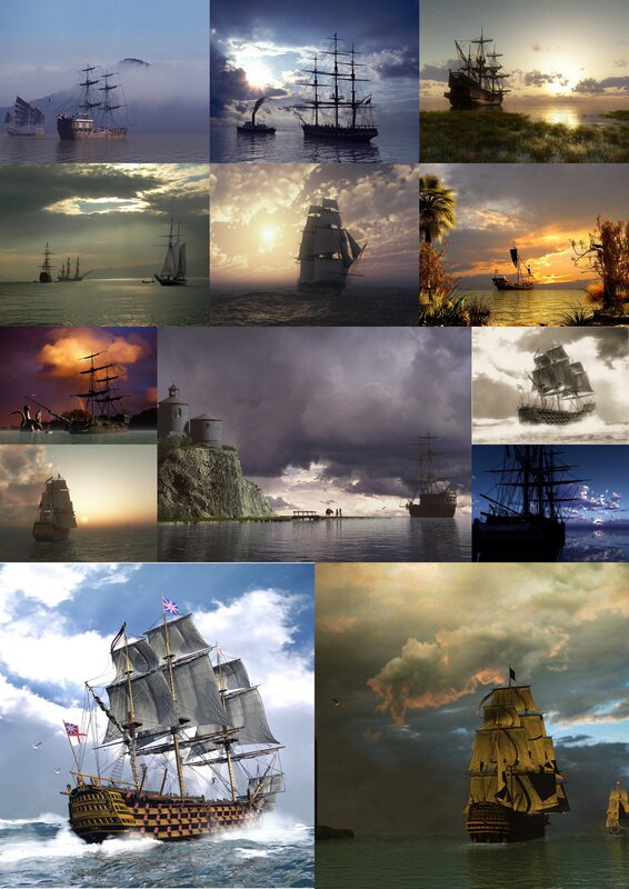 Collage of sailing ships