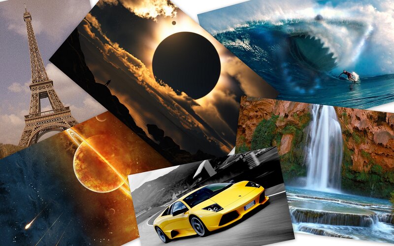 Collage of scenic and dynamic images