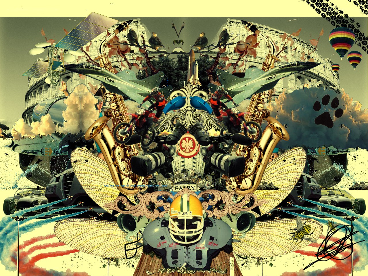 collage of surreal objects