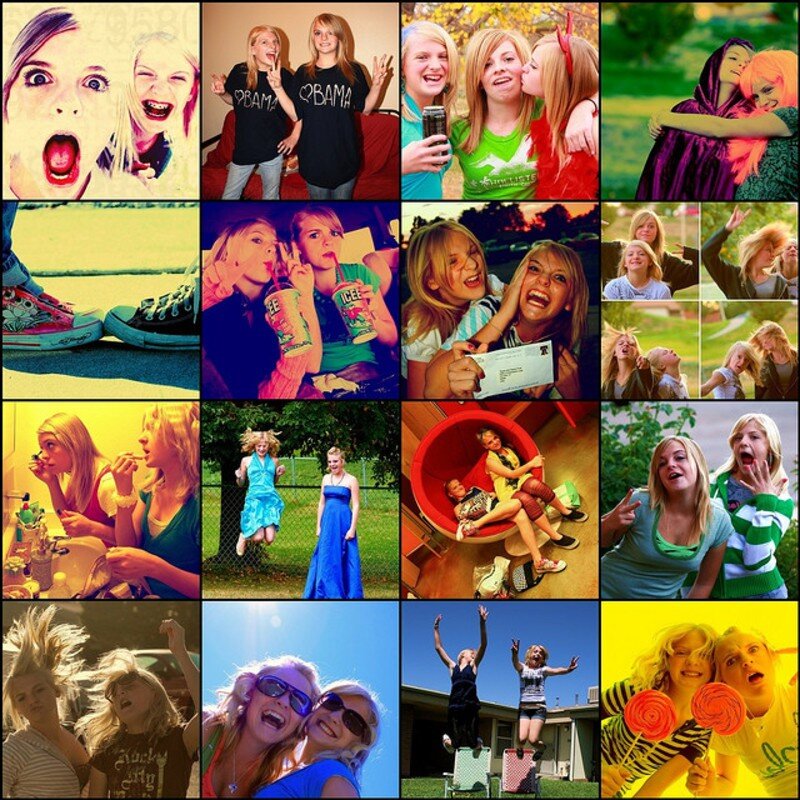 Collage of teenage girls having fun