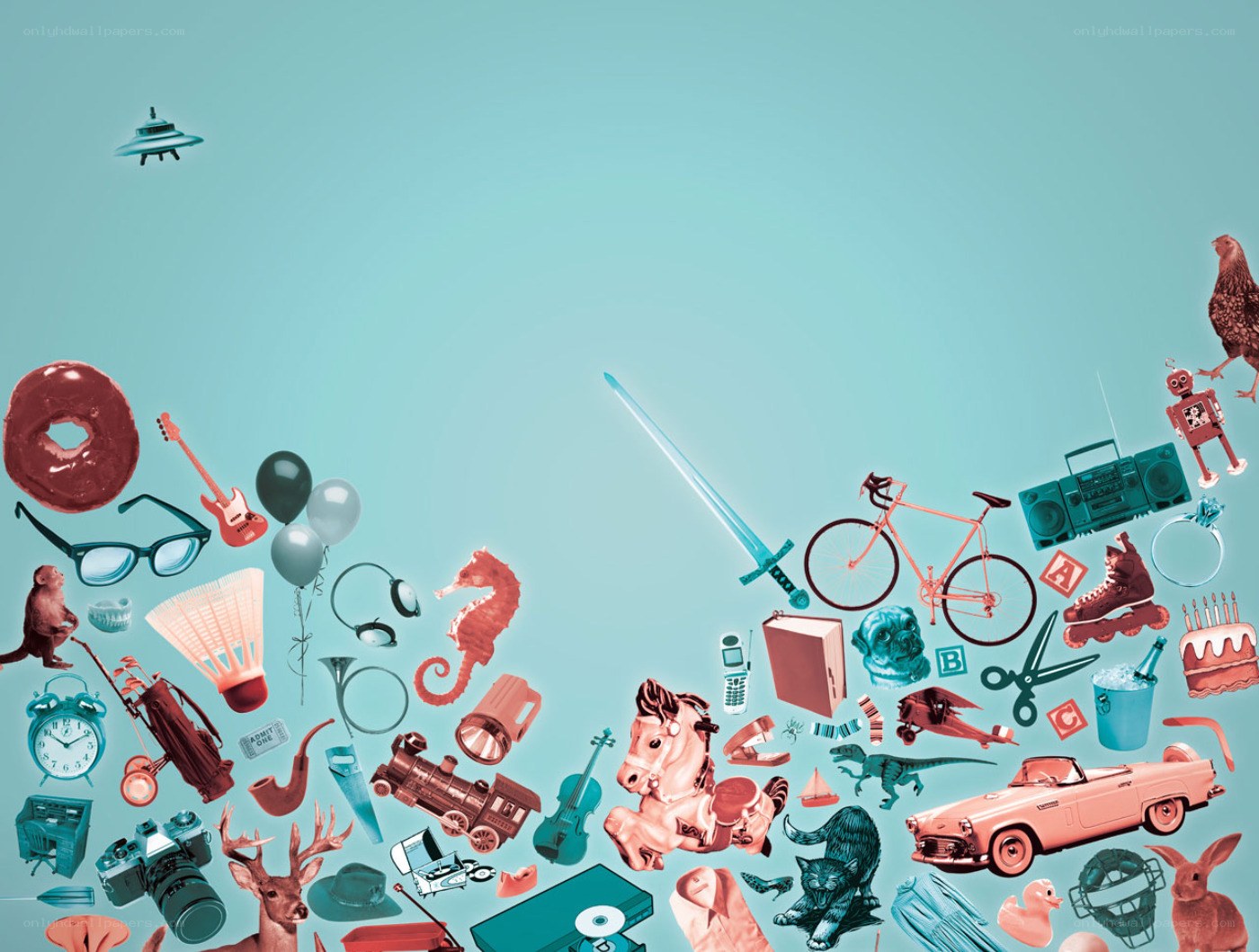 collage of vintage objects