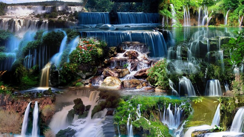 Collage of Waterfall Landscapes