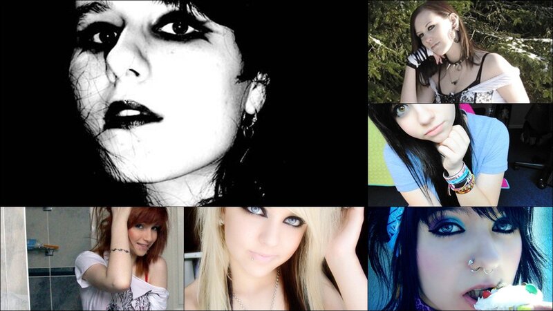 Collage of young women with makeup
