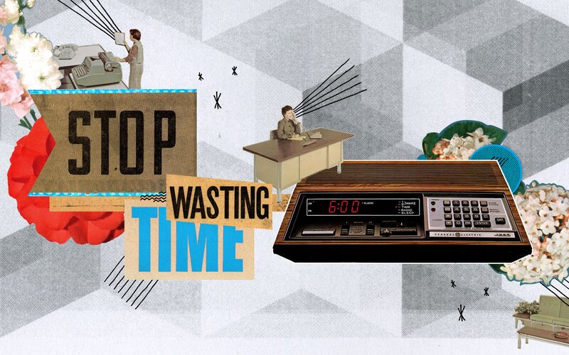 Collage with Alarm Clock — Gray