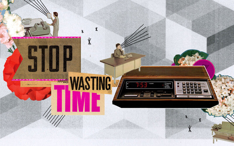 Collage with Alarm Clock