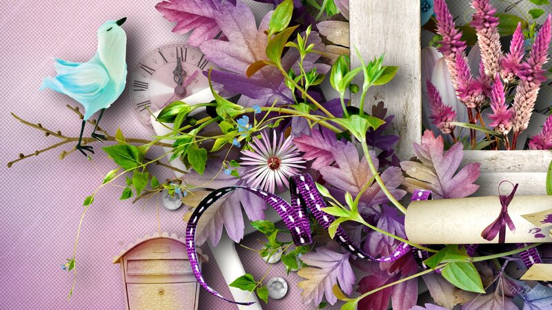 Collage with Bird and Flowers
