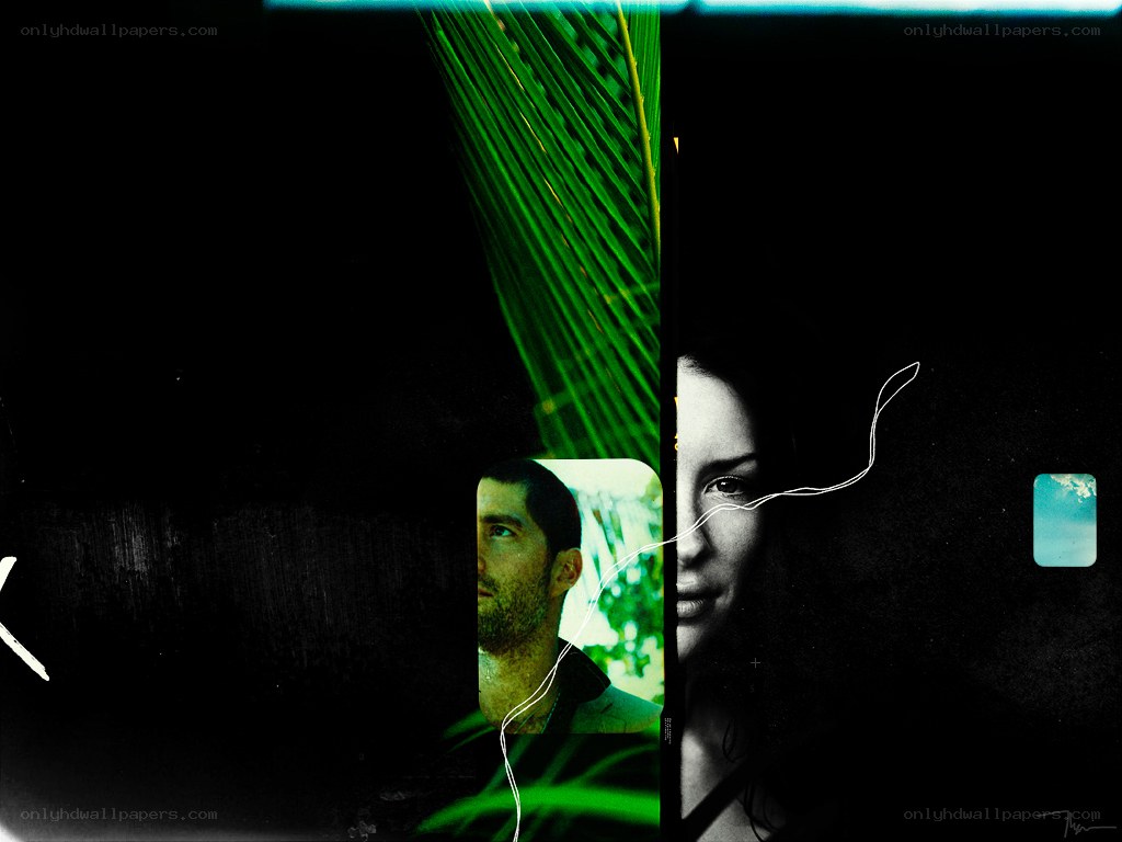 collage with faces and green leaves