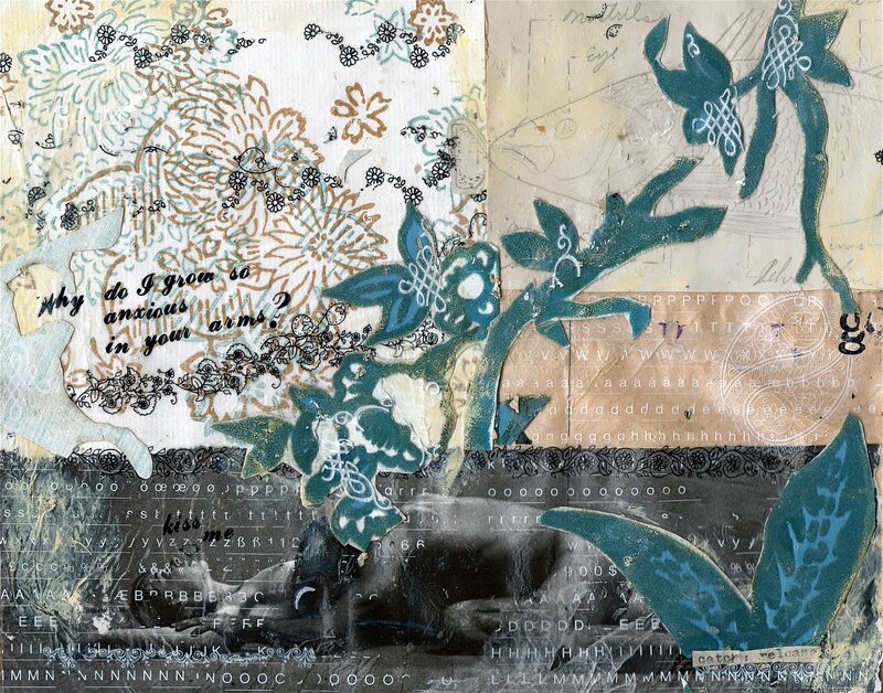 collage with floral and text elements