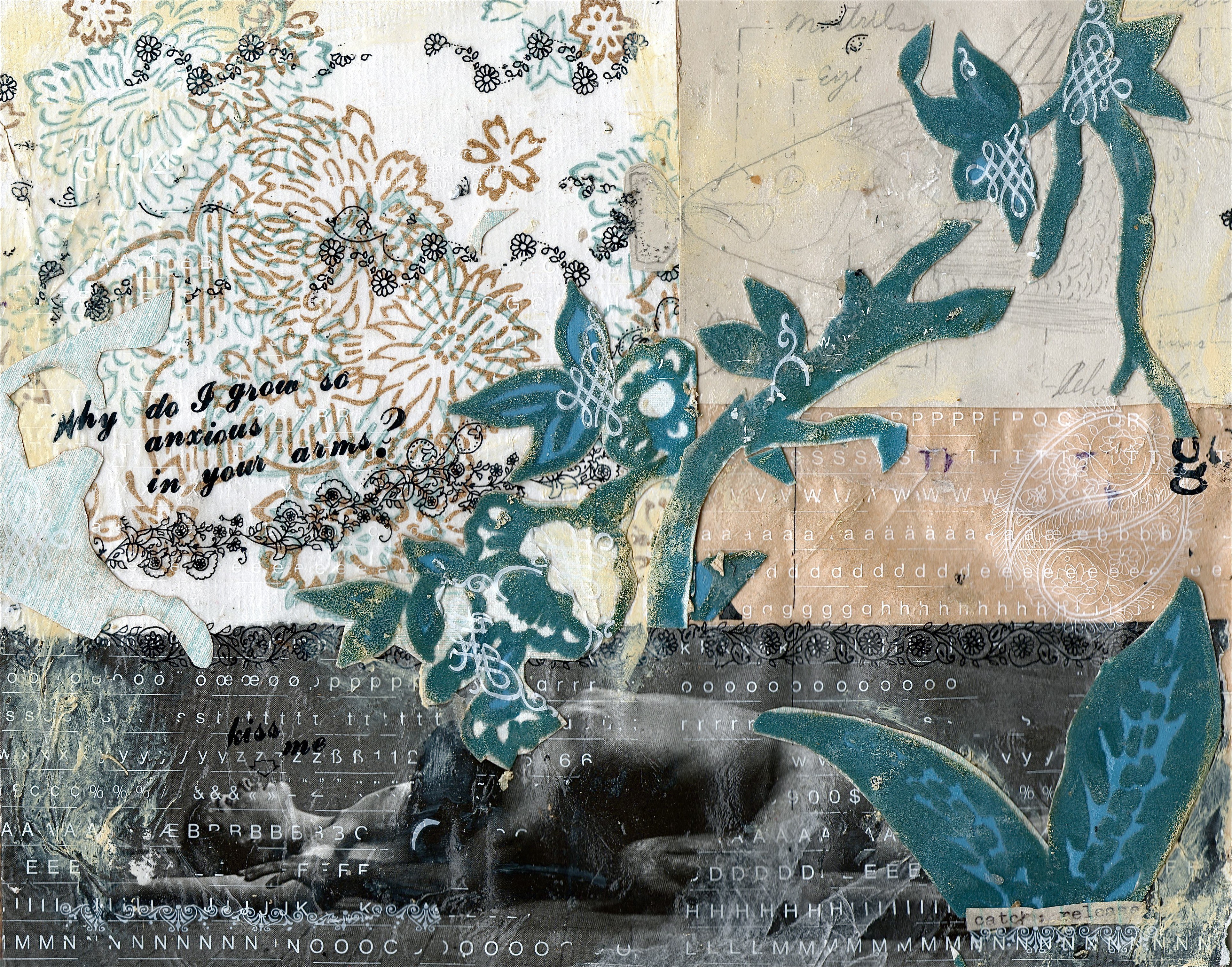 collage with floral and text elements