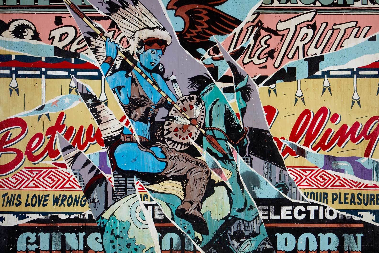 collage with indigenous warrior