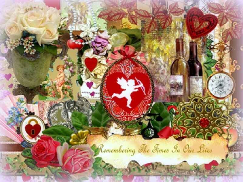 Collage with Roses and Hearts