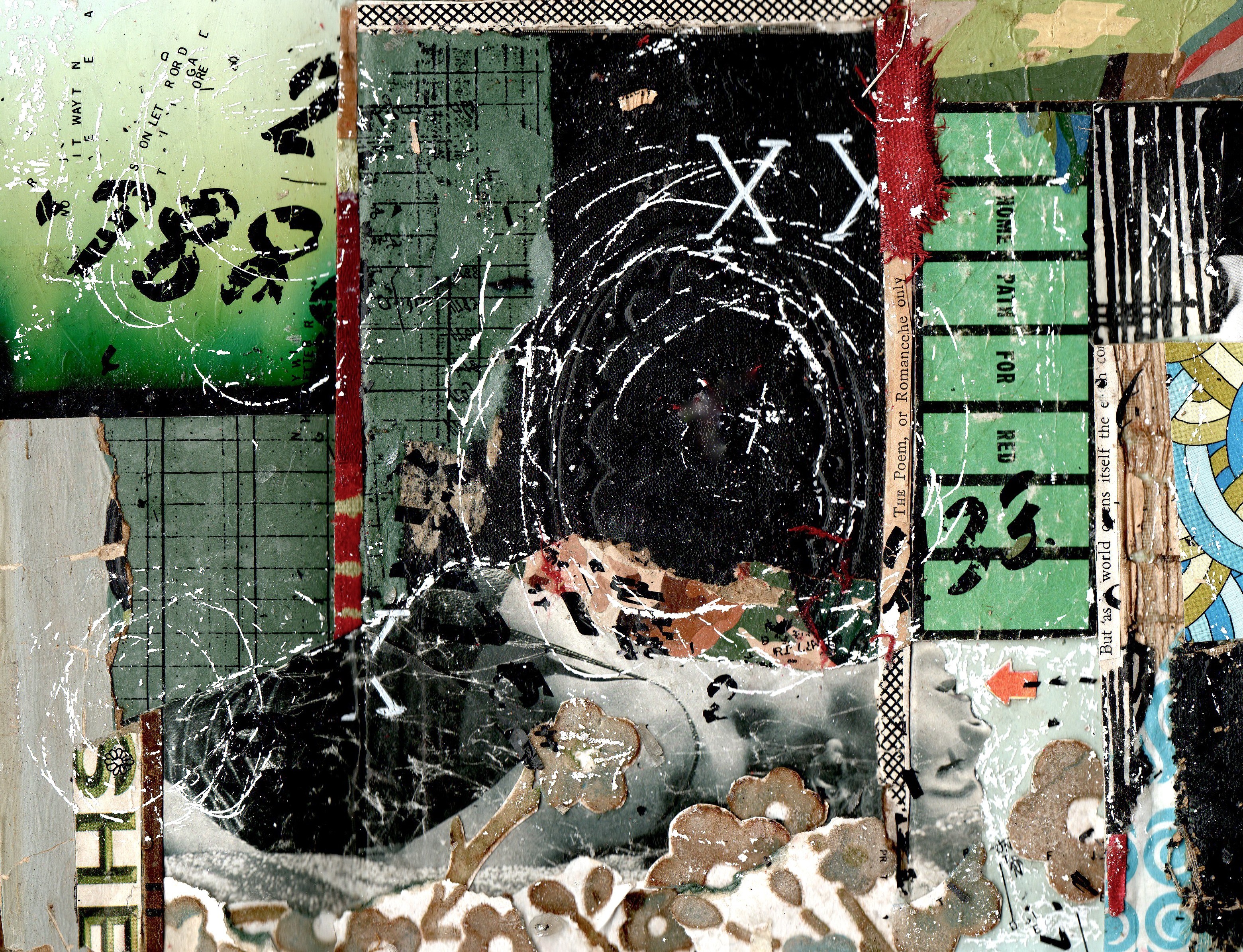 collage with text and abstract elements