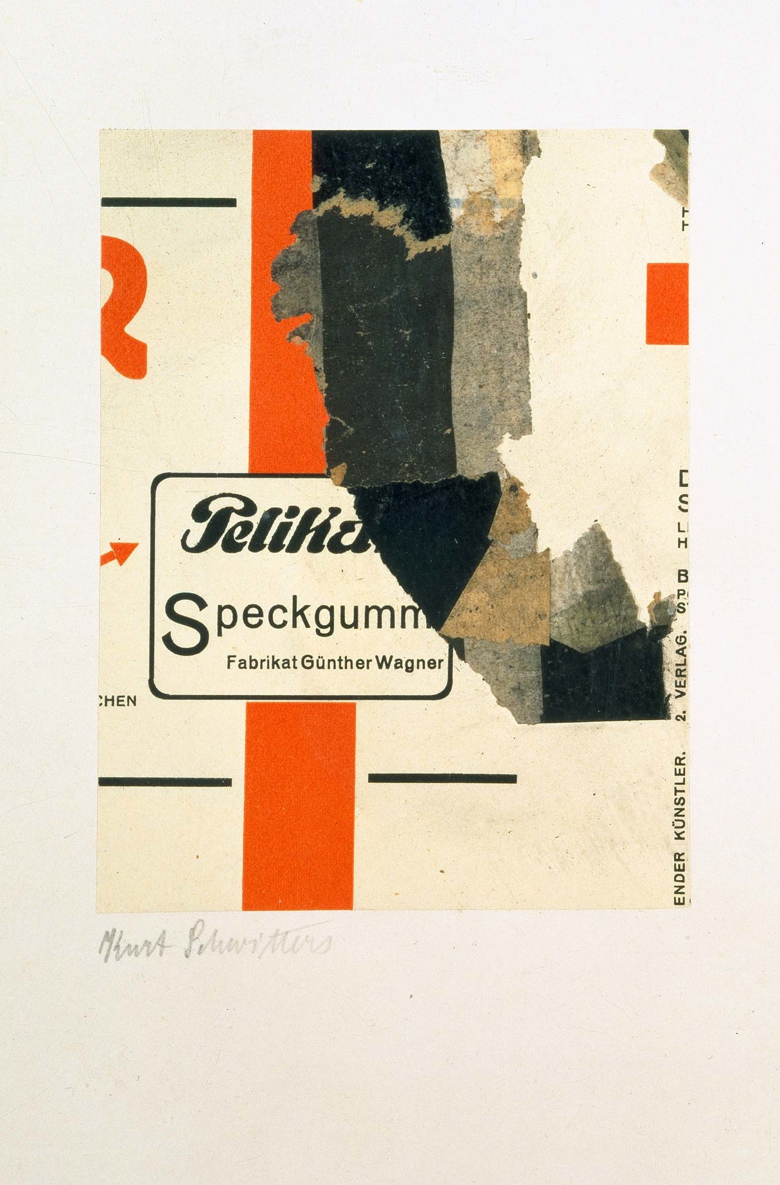 Collage with text and geometric shapes