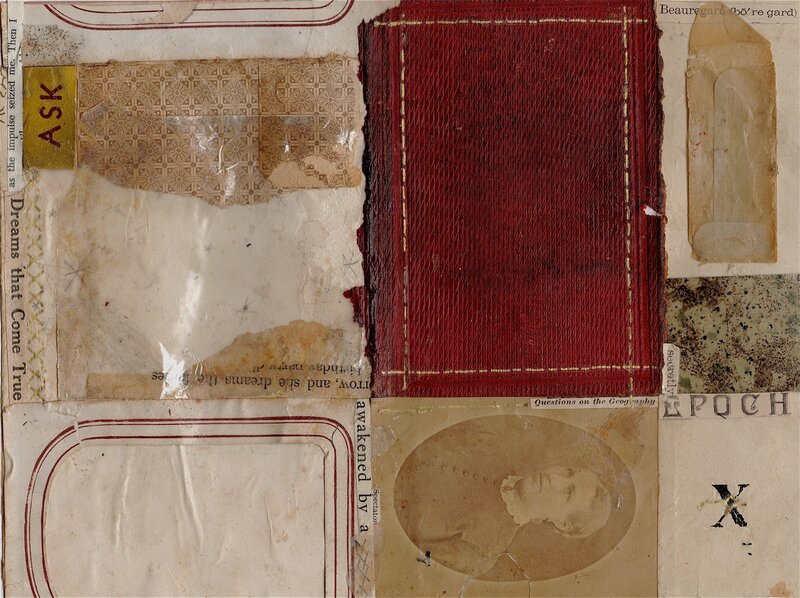 collage with vintage book and text