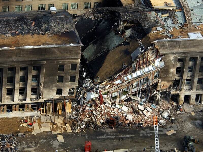 Collapsed building after explosion