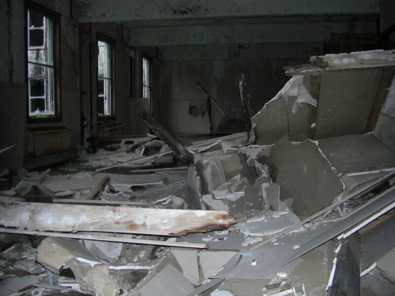 Collapsed Building Interior — Gray