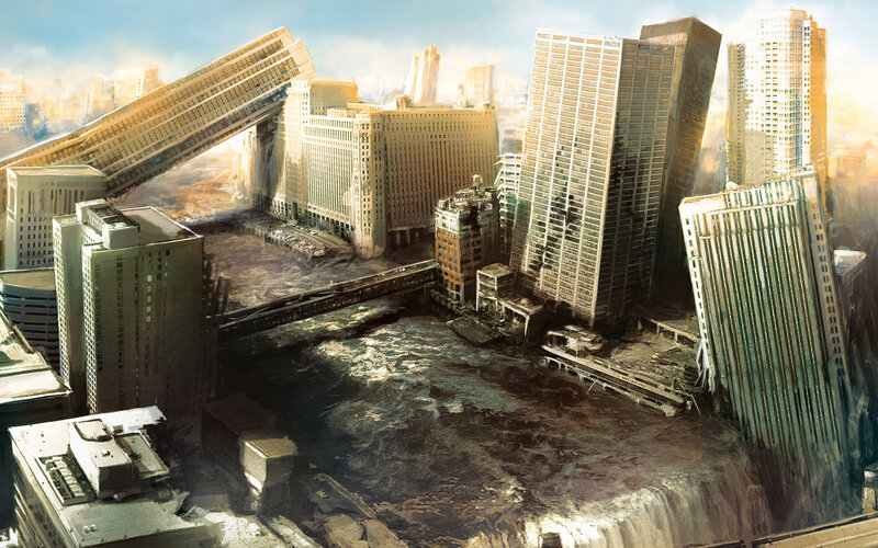 Collapsed City Buildings — Brown, Apocalyptic