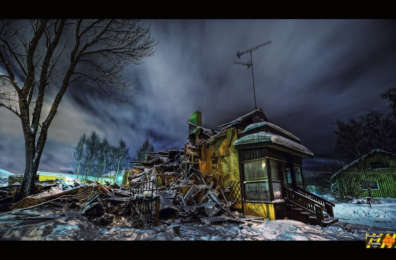 Collapsed House in Snow