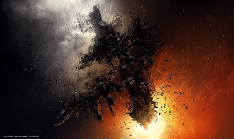 Collapsing futuristic city