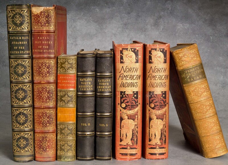 collection of antique books