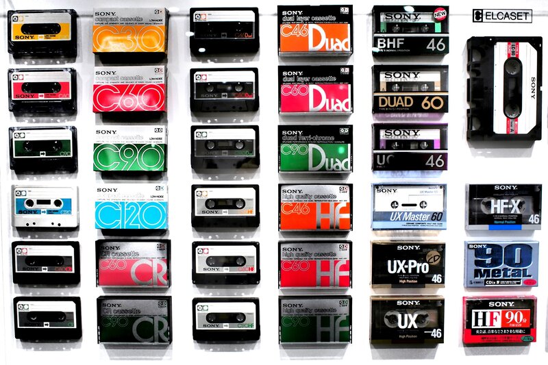 Collection of Audio Cassettes — Black, Neutral, Photograph