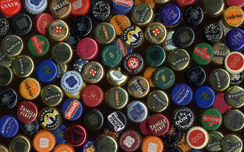 collection of beer bottle caps
