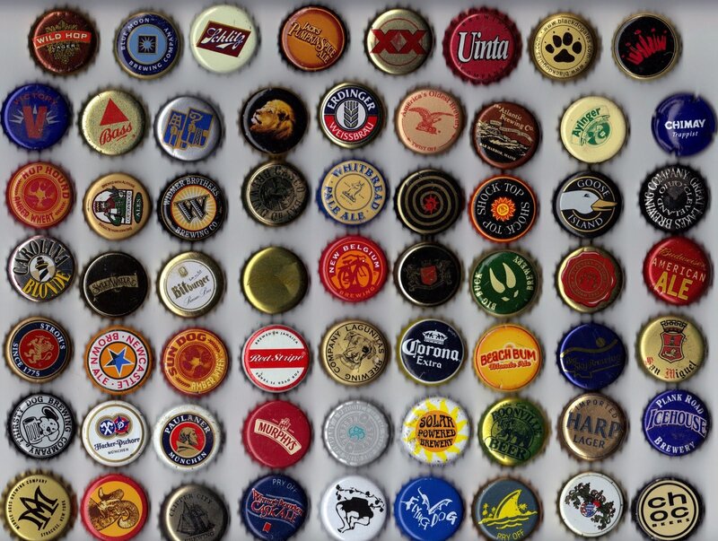 collection of beer bottle caps